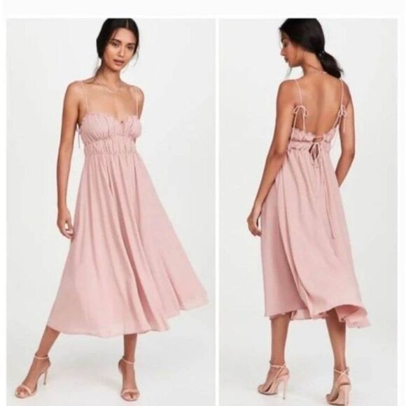 Anthopology O.P.T. One Pretty Time Pink Gigi Chiffon Midi Dress in Blush… - Picture 1 of 9